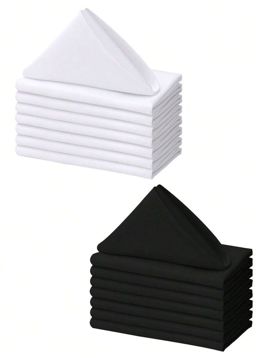 CozRhythm 6/10/20/50pcs Black Cloth Napkins, Size 17x17 Inches/20x20 Inches, 100% Polyester Material, Washable, Suitable For Parties, Weddings And Banquets