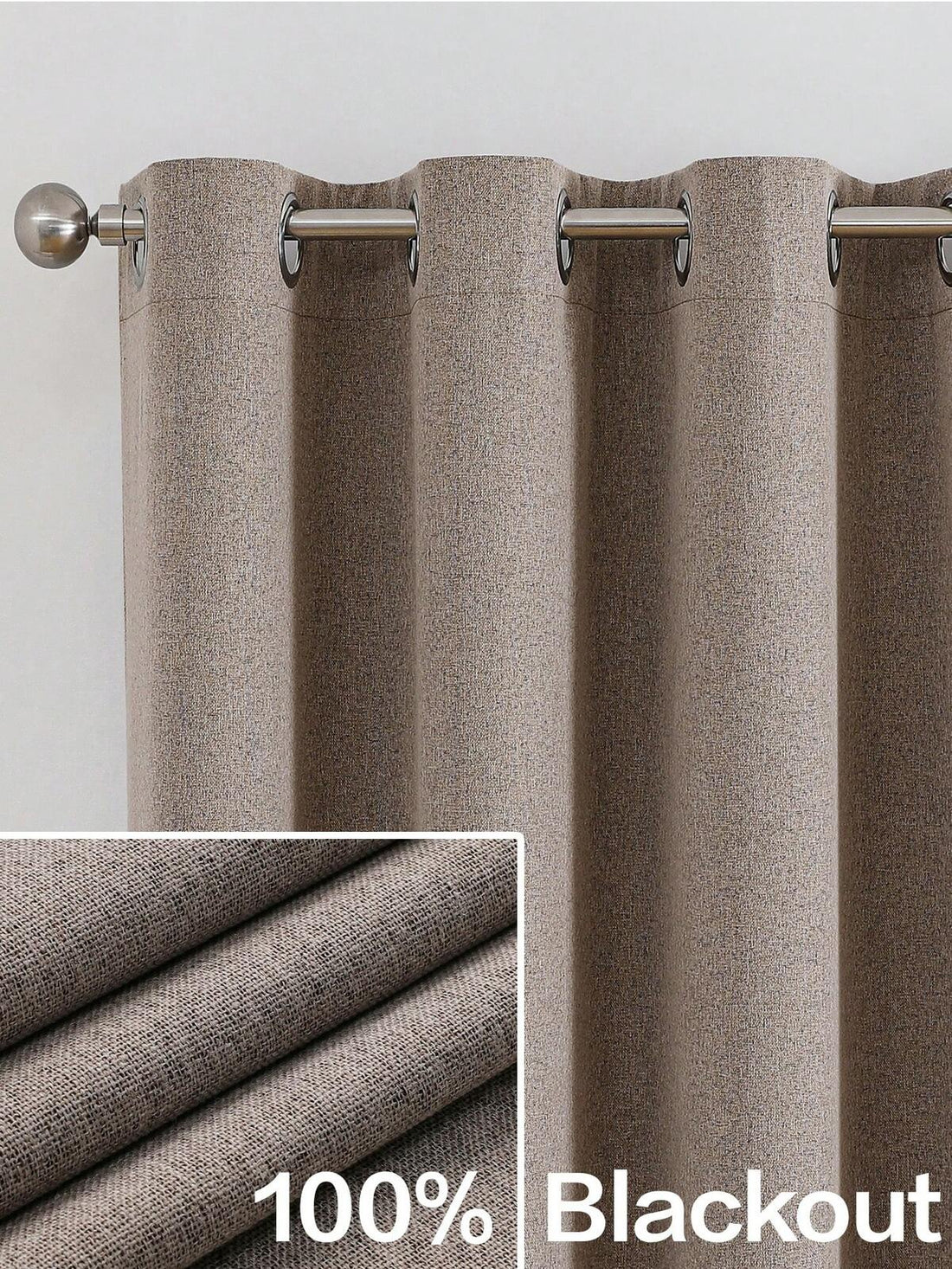 1pc/2pcs Linen-Like Blackout Curtains, Available In Multiple Sizes For Bedroom, Living Room, Home Theater, Dining Room, With Drawstring Curtain Panels
