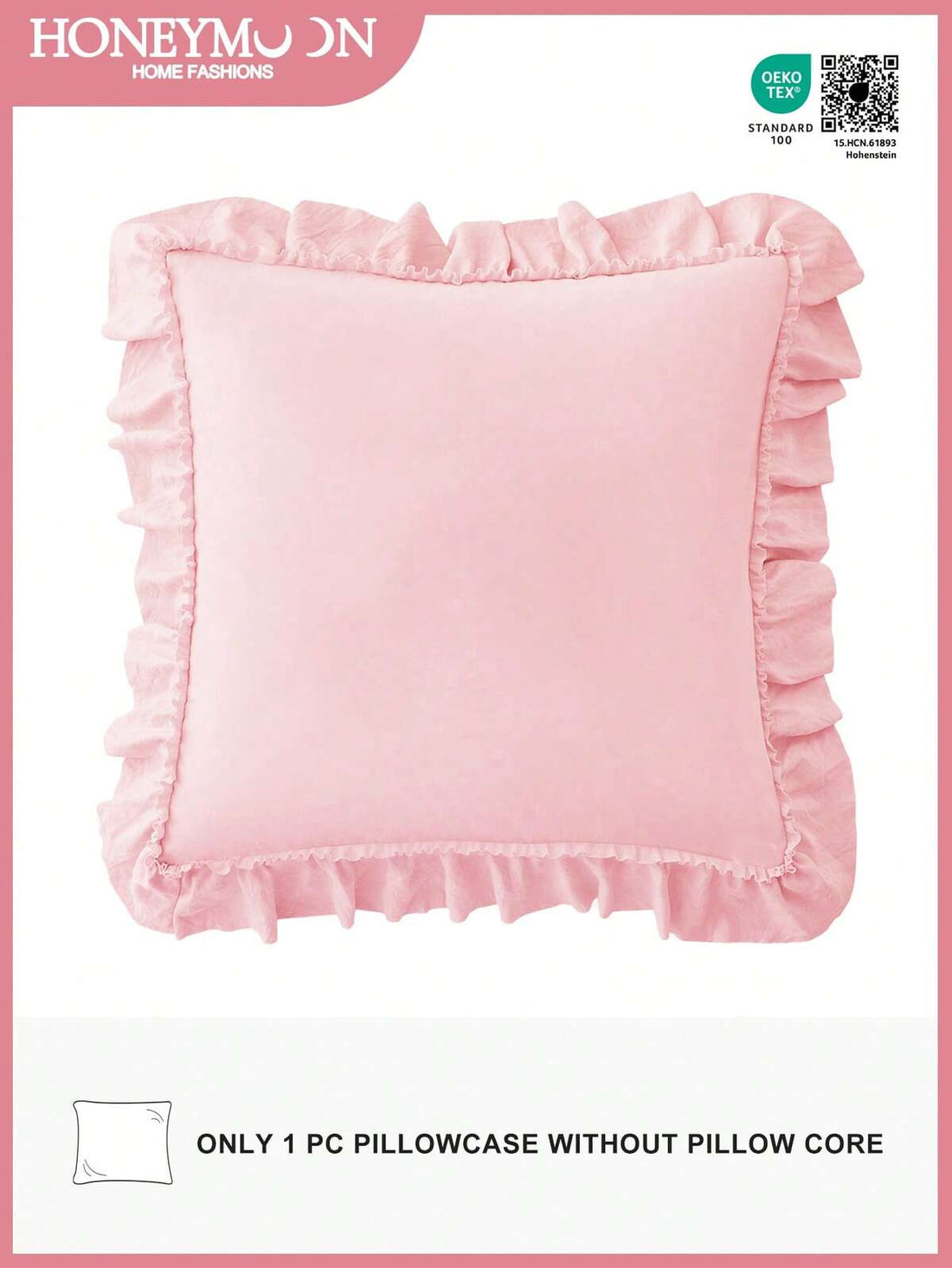 1pc Romantic French Ruffled Quilted Envelope Pillow Cover (Pillow Insert Not Included), Fashionable & Romantic Decorative Throw Pillow Case For Bedroom/Dorm/Sofa, Ideal Gift For Couples & Friends. Machine Washable, Oeko-Tex Certified. Dusty Pink